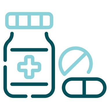 İlaç Simgesi, Beyaz Arkaplanda Basit Vektör İllüstrasyonu