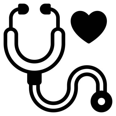 Stetoskop Simgesi, Beyaz Arkaplanda Basit Vektör İllüstrasyonu