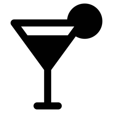 Kokteyl Simgesi, Beyaz Arkaplanda Basit Vektör İllüstrasyonu