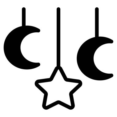 Crescent Garland Simgesi, Beyaz Arkaplanda Basit Vektör İllüstrasyonu