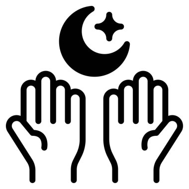 İslami Dua Simgesi, Beyaz Arkaplan Üzerine Basit Vektör İllüstrasyonu