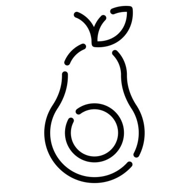 Avokado Simgesi, Beyaz Arkaplanda Basit Vektör İllüstrasyonu