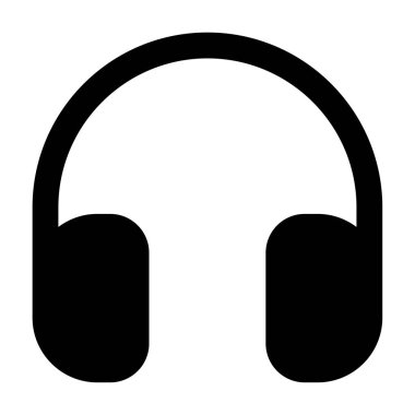 Kulaklık Simgesi, Beyaz Arkaplanda Basit Vektör İllüstrasyonu