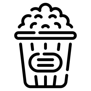 Patlamış Mısır Simgesi, Beyaz Arkaplanda Basit Vektör İllüstrasyonu