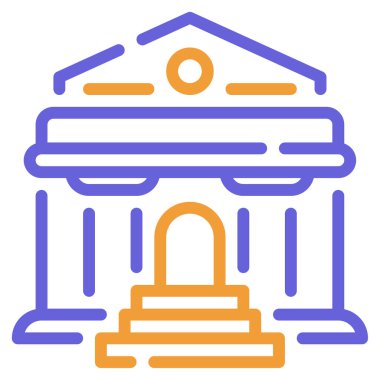 Müze Binası Simgesi, Beyaz Arkaplanda Basit Vektör İllüstrasyonu