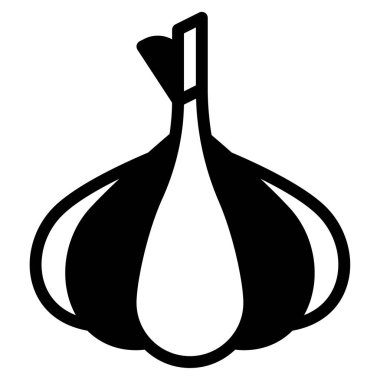 Sarımsak Simgesi, Beyaz Arkaplanda Basit Vektör İllüstrasyonu