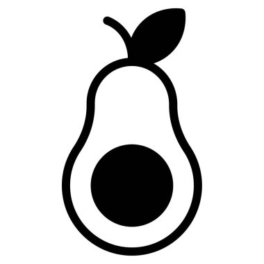 Avokado Simgesi, Beyaz Arkaplanda Basit Vektör İllüstrasyonu