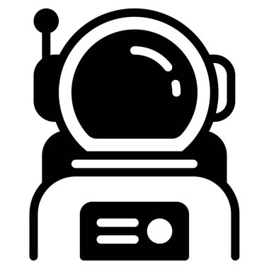 Uzay Giysisi Simgesi, Beyaz Arkaplanda Basit Vektör İllüstrasyonu