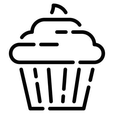 Cupcake Simgesi, Beyaz Arkaplanda Basit Vektör İllüstrasyonu 