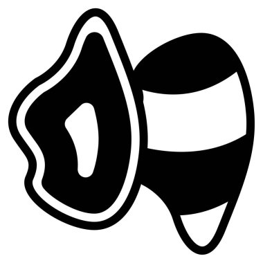 İstiridye Simgesi, Beyaz Arkaplanda Basit Vektör İllüstrasyonu