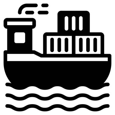 Feribot simgesi, vektör illüstrasyonu basit tasarım