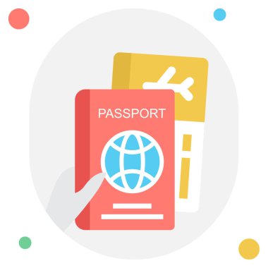 Pasaport simgesi, vektör illüstrasyonu basit tasarım