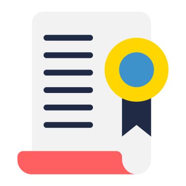 Sertifika simgesi, vektör illüstrasyonu basit tasarım