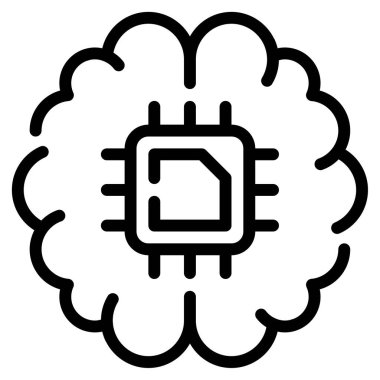 AI öğrenme simgesi, vektör illüstrasyonu basit tasarım