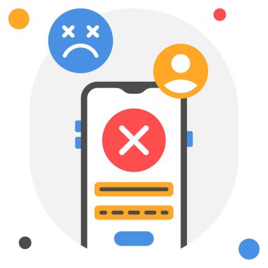 Giriş başarısız simgesi, vektör illüstrasyonu basit tasarım