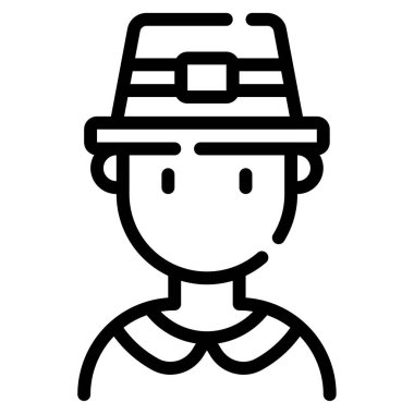 Pilgrim simgesi, vektör illüstrasyonu basit tasarım