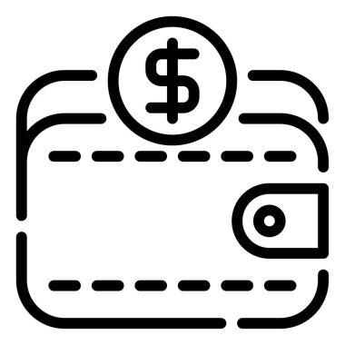 Para Cüzdanı simgesi, vektör illüstrasyonu basit tasarım