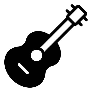 Akustik gitar müzik simgesi, vektör illüstrasyonu