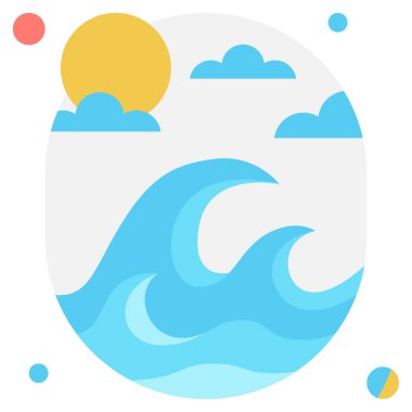 Sahil Dalgaları simgesi, vektör çizimi basit tasarım