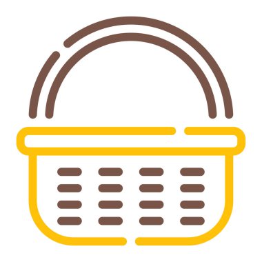 Rattan Basket simgesi, vektör illüstrasyonu basit tasarım