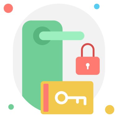 Anahtar kartı simgesi, vektör illüstrasyonu basit tasarım