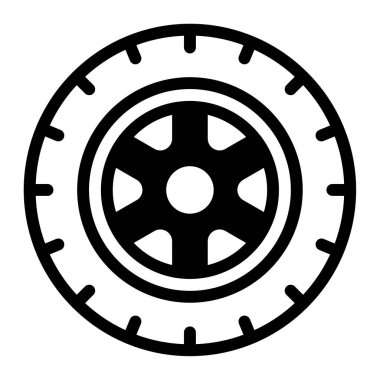 Traktör Tekerleği simgesi, vektör illüstrasyonu basit tasarım