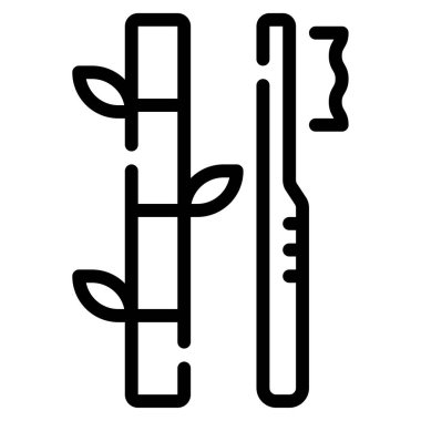 Bambu Fırça simgesi, vektör illüstrasyonu basit tasarım