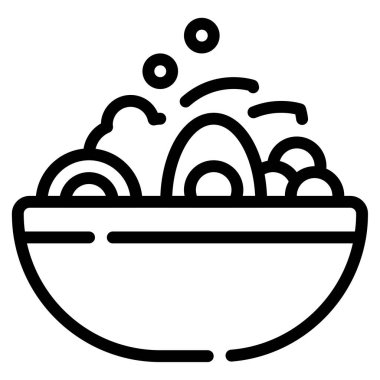 Salata kabı simgesi, vektör illüstrasyonu basit tasarım