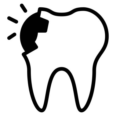 Diş çürüğü simgesi, vektör çizimi basit tasarım