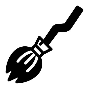 Süpürge çubuğu simgesi, vektör illüstrasyonu basit tasarım