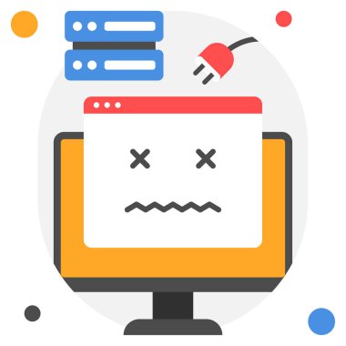 Sunucu Aşağı simge, düz biçim vektör illüstrasyonu