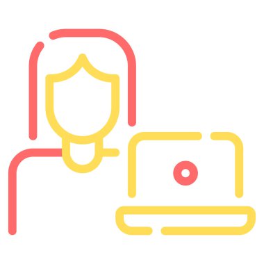 Uzaktan Çalışma simgesi, vektör illüstrasyonu basit tasarım