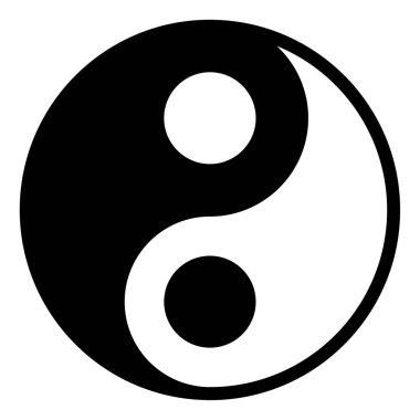 Yin Yang simgesi, vektör çizimi basit tasarım