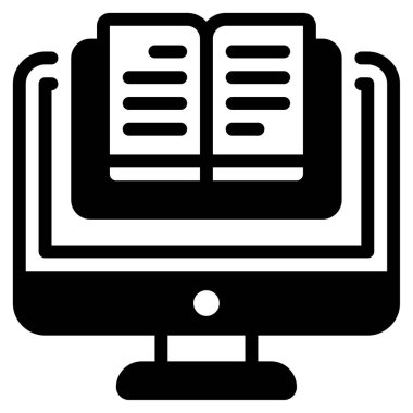 Çevrimiçi öğrenme simgesi, vektör illüstrasyonu basit tasarım