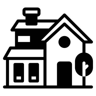 Villa simgesi, vektör illüstrasyonu basit tasarım