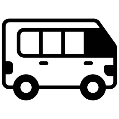 Minibus simgesi, vektör illüstrasyonu basit tasarım