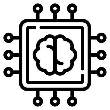 Yapay Zeka simgesi, vektör illüstrasyonu basit tasarım
