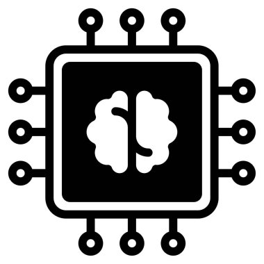 Yapay Zeka simgesi, vektör illüstrasyonu basit tasarım