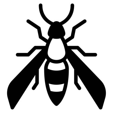 Eşek arısı simgesi, vektör illüstrasyonu basit tasarım