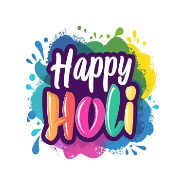 Holi festivali tişört tasarımı şablonu. Holi Günü harfleri. Mutlu Holi tipografisi