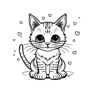 Boyama kitabı için sevimli kedi boyama sayfaları. Kedi çizgisi vektörü. Kedi boyama sayfalarını oynuyorum. Komik kedi ana hatları vektörü