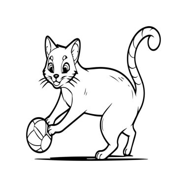 Boyama kitabı için sevimli kedi boyama sayfaları. Kedi çizgisi vektörü. Kedi boyama sayfalarını oynuyorum. Komik kedi ana hatları vektörü