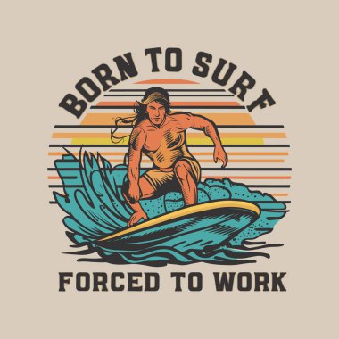 Sörf tişörtü tasarım şablonu. Sörf gömleği tasarımı çizimi