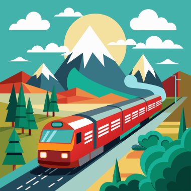 Tren Vektör Sanatı. Araç çizgisi sanatı