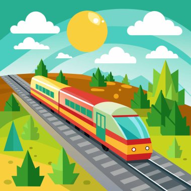 Tren Vektör Sanatı. Araç çizgisi sanatı