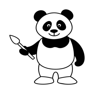 Şirin panda boyama sayfaları. Boyama kitabı için panda hayvan taslağı. Panda hattı sanatı