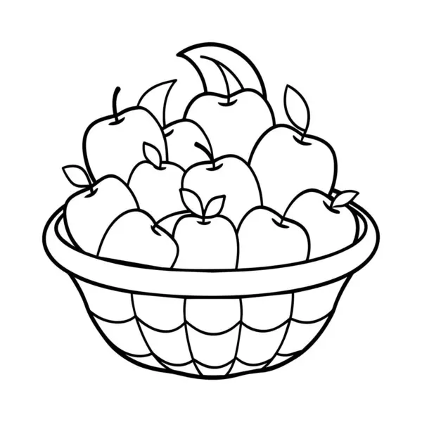 stock vector Fruit Basket line art illustration for the coloring book. Fruits coloring pages. Fruit outline Vector graphics