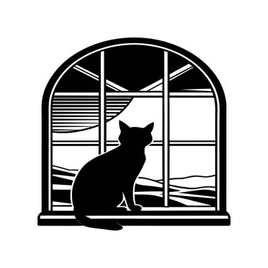 Kedi silueti. Kara kedi.