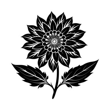 El çizimi basit çiçek desenleri düz tasarım tasarımı, süsler. Karalama çizgisi bitkisi. Beyaz arkaplanda resim ögesi silueti