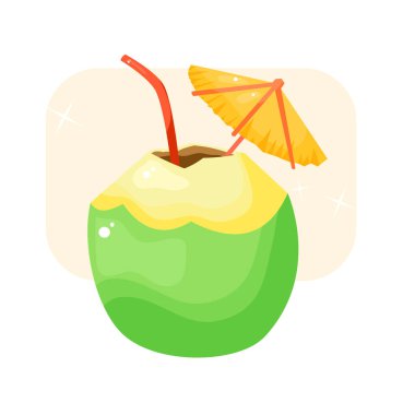 Yazın sahilde hindistan cevizi içeceği